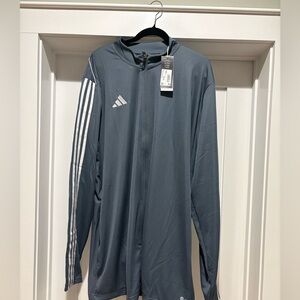 New adidas Gray Track Jacket with White Stripes size 3XLT